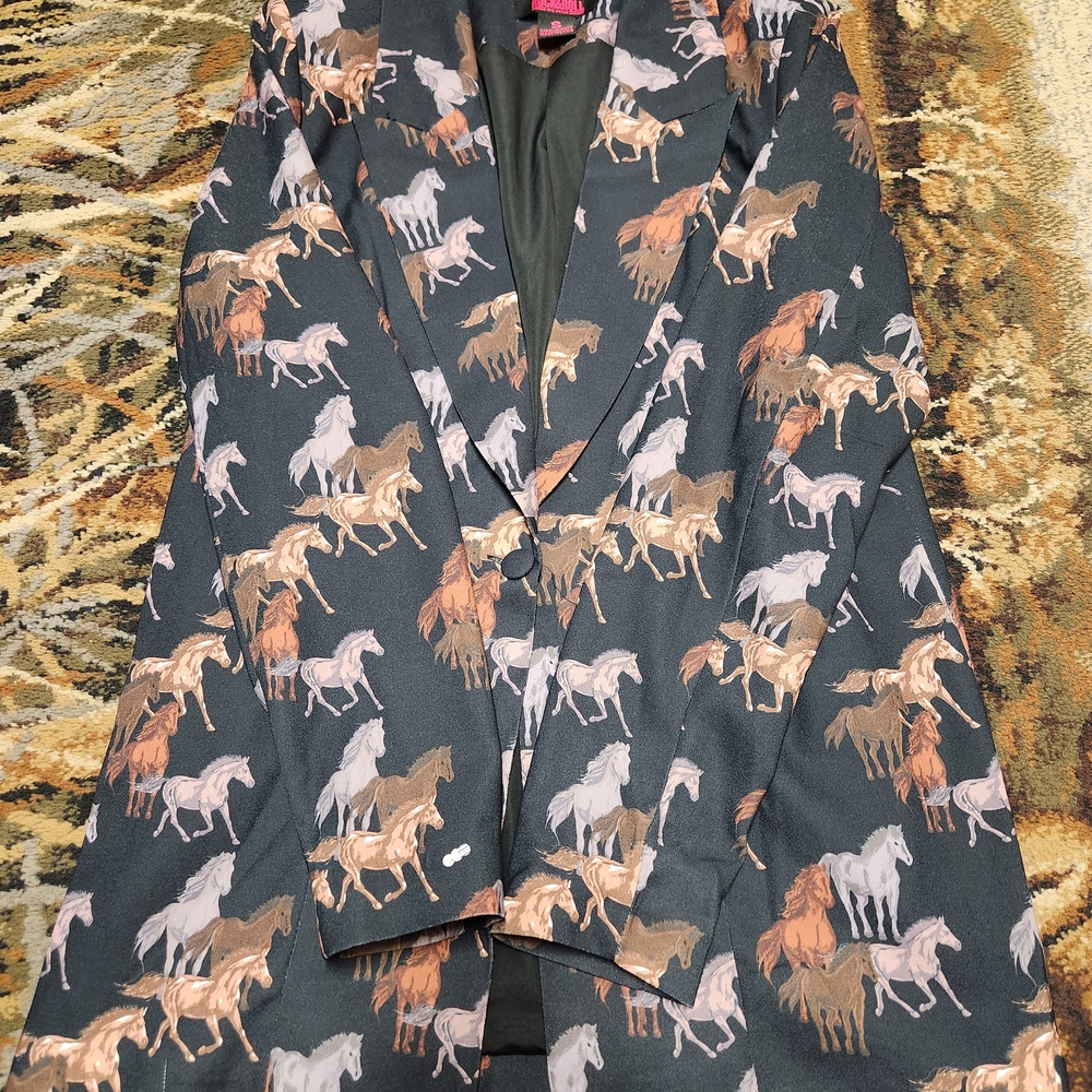 Rock & Roll Cowgirl Horse Print Blazer - Black and Brown - Picture 7 of 8